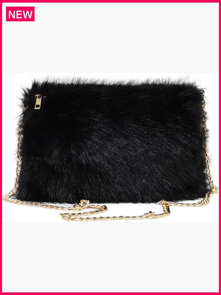 Faux Fur Crossbody Bag Shoulder Purse Handbag Winter